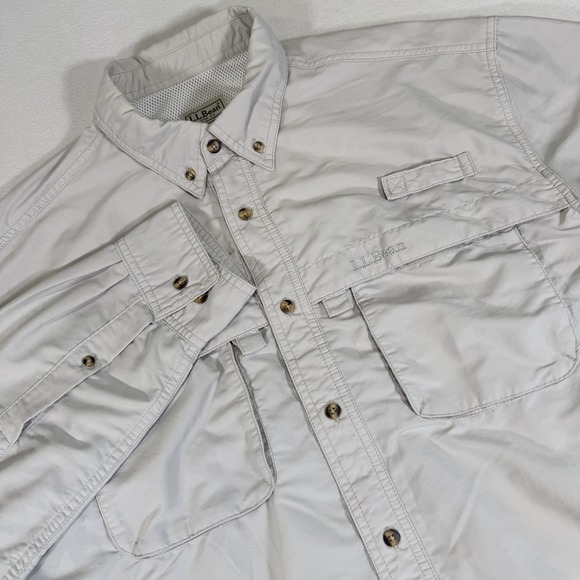 L.L. Bean Other - LL Bean Men's Gray Large Tropicwear Vented Fishing‎ Short Sleeve Button Up Shirt